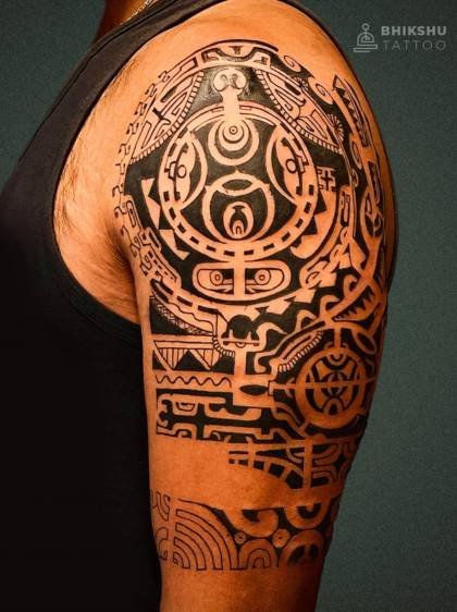 Tribal Maori half sleeve tattoo by Bhikshu Tattoo Studio